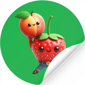 Discover Dancing strawberry with peach Stickers