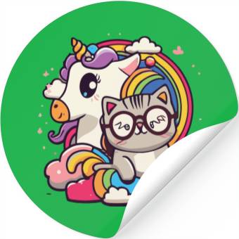 Discover cute cat and unicorn Stickers