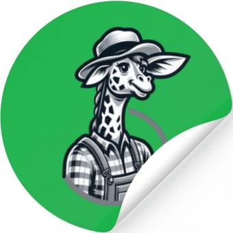 Discover Cute Giraffe Farmer Stickers