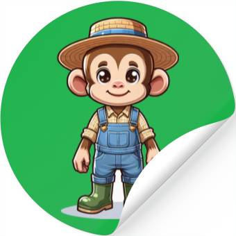 Discover Cute Monkey Farmer Stickers