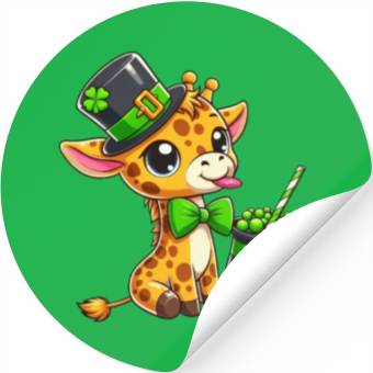 Discover St. Patrick's Day Giraffe with Bubble Tea Stickers