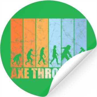 Discover Axe throwing evolution hatchet throwing retro Pre Stickers