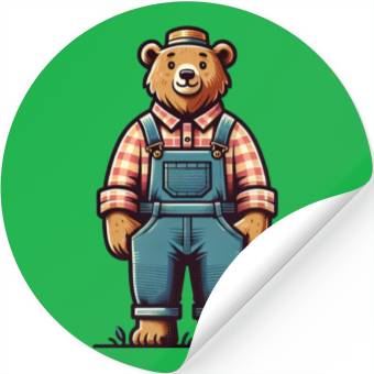 Discover Cute Bear Farmer Stickers