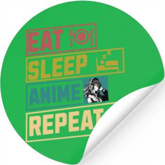 Discover Eat sleep anime repeat hobby Stickers