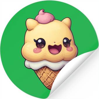 Discover Smiling Ice Cream Delight Stickers