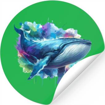 Discover Blue Whale Colourful background Stickers