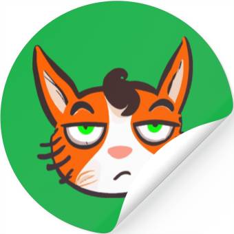 Discover Orange Grumpy Cat Green Eyes Stickers