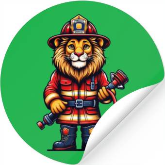 Discover Cute Lion Firefighter Stickers