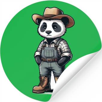Discover Cute Panda Farmer Stickers