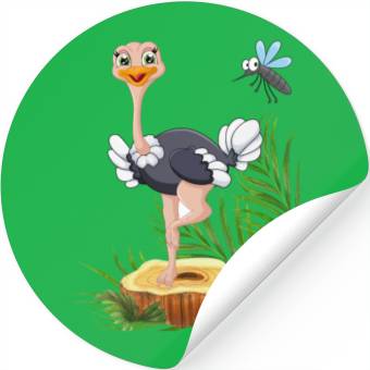 Discover Whimsical Stork with Insect View Stickers