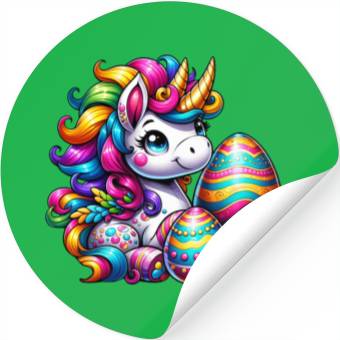 Discover Easter Unicorn & Colorful Eggs Stickers
