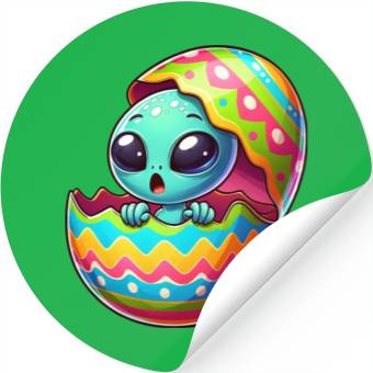 Discover Colorful Alien Easter Egg Hatch Design Stickers