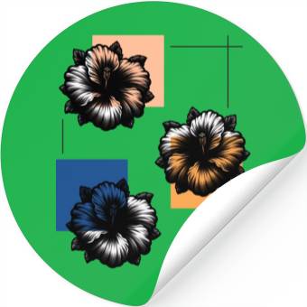 Discover Abstract Risograph hibiscus Stickers