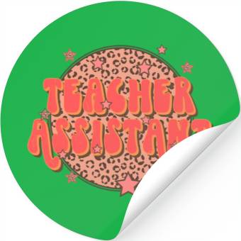 Discover Retro Groovy Leopard Teacher Assistant Stickers