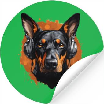 Discover Doberman natural ears Stickers