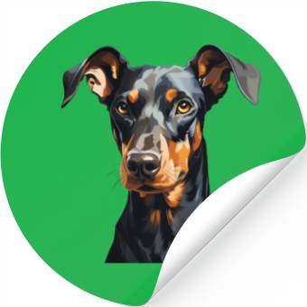 Discover Doberman natural ears Stickers