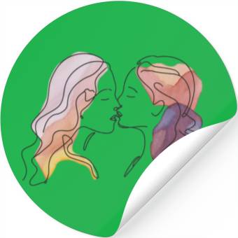 Discover Lesbian Couple Simple Minimalistic Drawing Stickers