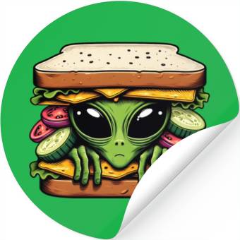 Discover Alien Hiding in a Sandwich Stickers