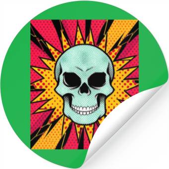 Discover style halftones, dynamic skull Stickers