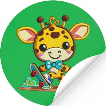 Discover Skateboarding Giraffe Buddy Stickers