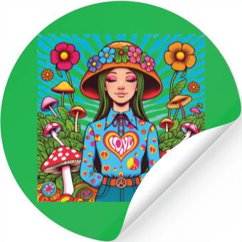 Discover Mushroom 70 s Stickers