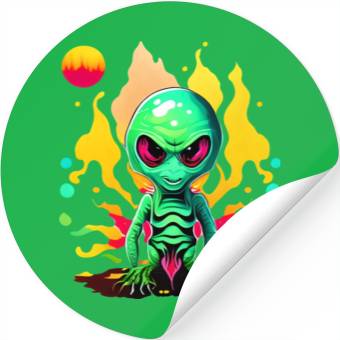 Discover Green Alien Design Stickers