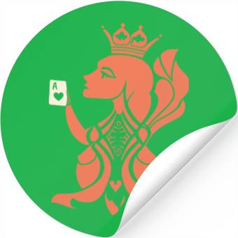 Discover Queen Hearts Playing Card Design 2 Color Vector Stickers