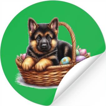 Discover Easter Puppy with Colorful Eggs Stickers
