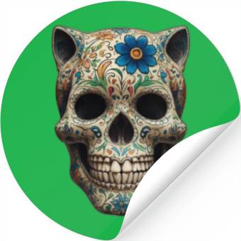 Discover Talavera cat skull Stickers