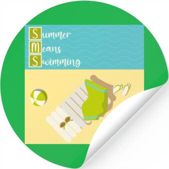 Discover Summer means swimming beach scene Stickers