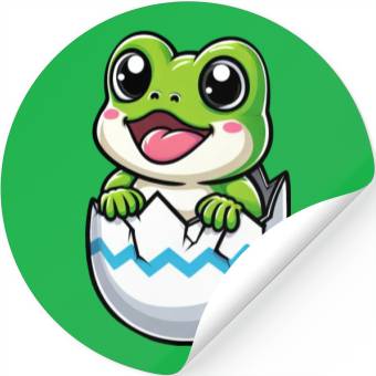 Discover Colorful Easter Egg with Hatching Frog Design Stickers