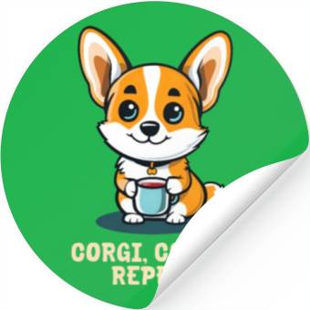 Discover Corgi Mom Dad Corgi Coffee Repeat Stickers