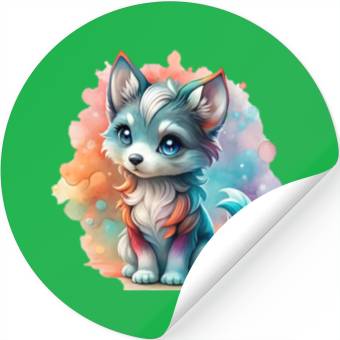 Discover Cute Chibi Grey Wolf For Wolf Lovers Stickers