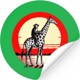 Discover Sunset Safari: Monkey Riding Giraffe Stickers