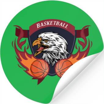 Discover Eagle Flame Basketball Crest Stickers