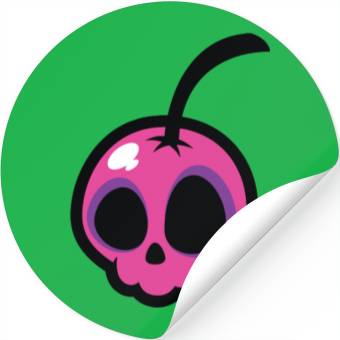 Discover Pink Cherry Skull Stickers