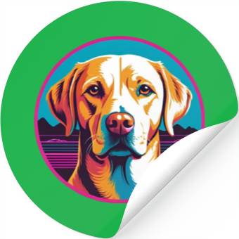 Discover Synthwave Labrador Retriever 2 Stickers