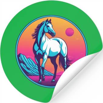 Discover Synthwave Horse 3 Stickers