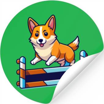 Discover Determined Corgi Agility Course Art Stickers
