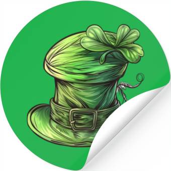 Discover St Patrick Irish Green Hat Stickers
