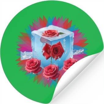 Discover red spring flowers inside crystallized ice Stickers