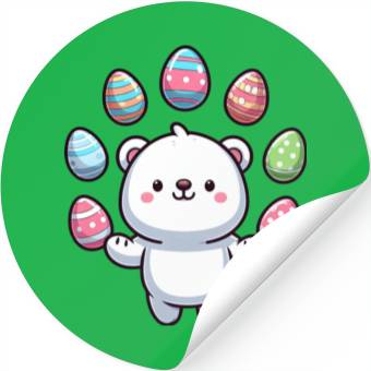 Discover Cartoon Polar Bear Easter Egg Design Stickers