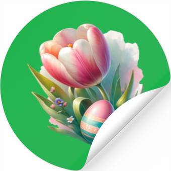 Discover Spring Colorful Tulip With Easter Egg Stickers