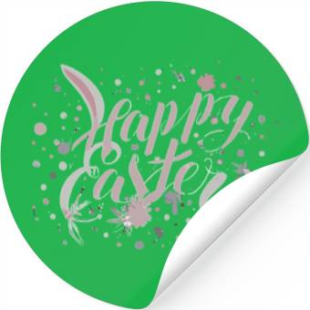 Discover Chic Happy Easter Lettering With Spring Accents Stickers