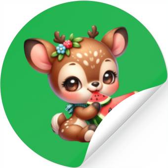 Discover Deer Eating Watermelon Stickers