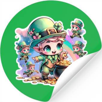 Discover Saint Patrick's Day Chibi Leprechauns Stickers