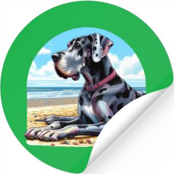 Discover Great Dane On The Beach Stickers