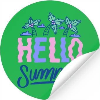 Discover Hello Summer Palm Trees Stickers