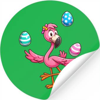Discover Flamingo Juggler with Easter Eggs Celebration Stickers