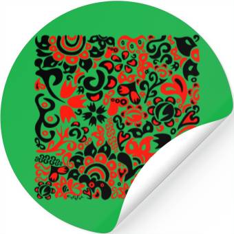 Discover Folklore pattern with Ukrainian traditional colors Stickers